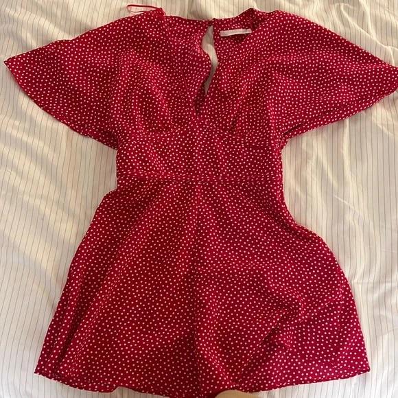 Zara Pants Jumpsuits Zara Pink Polka Dot Romper Poshmark